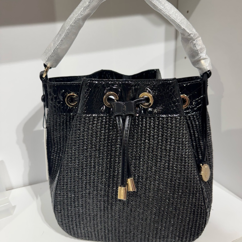 Brahmin Black and Gold Shoulder Bag